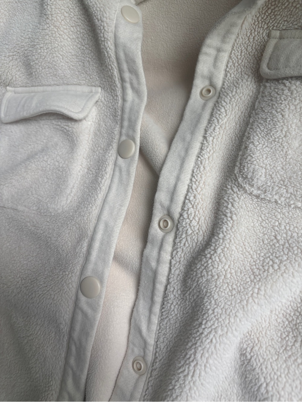 Roxy Cream Sherpa Jacket with Leather Logo Patch - Picture 3 of 7